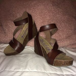 Brown Leather wedges